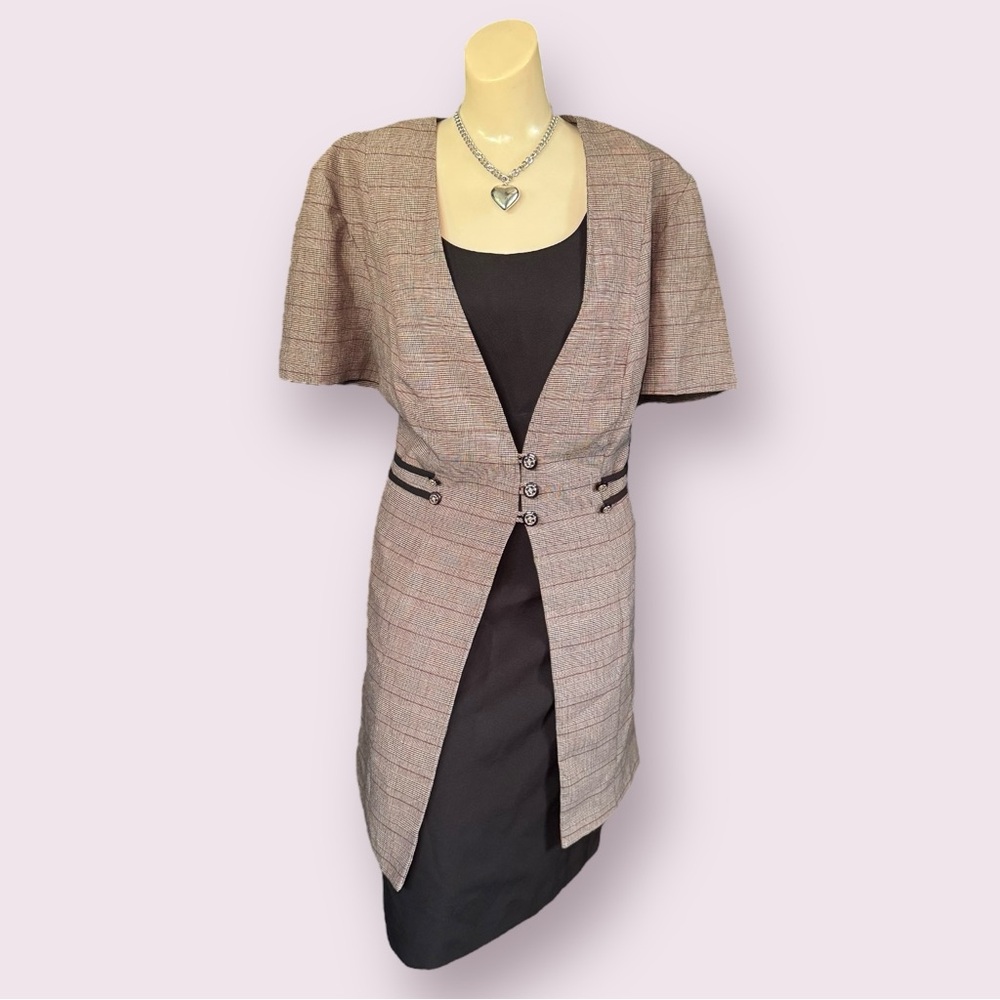 Vintage 80s Power Plaid Blazer Dress by DBY